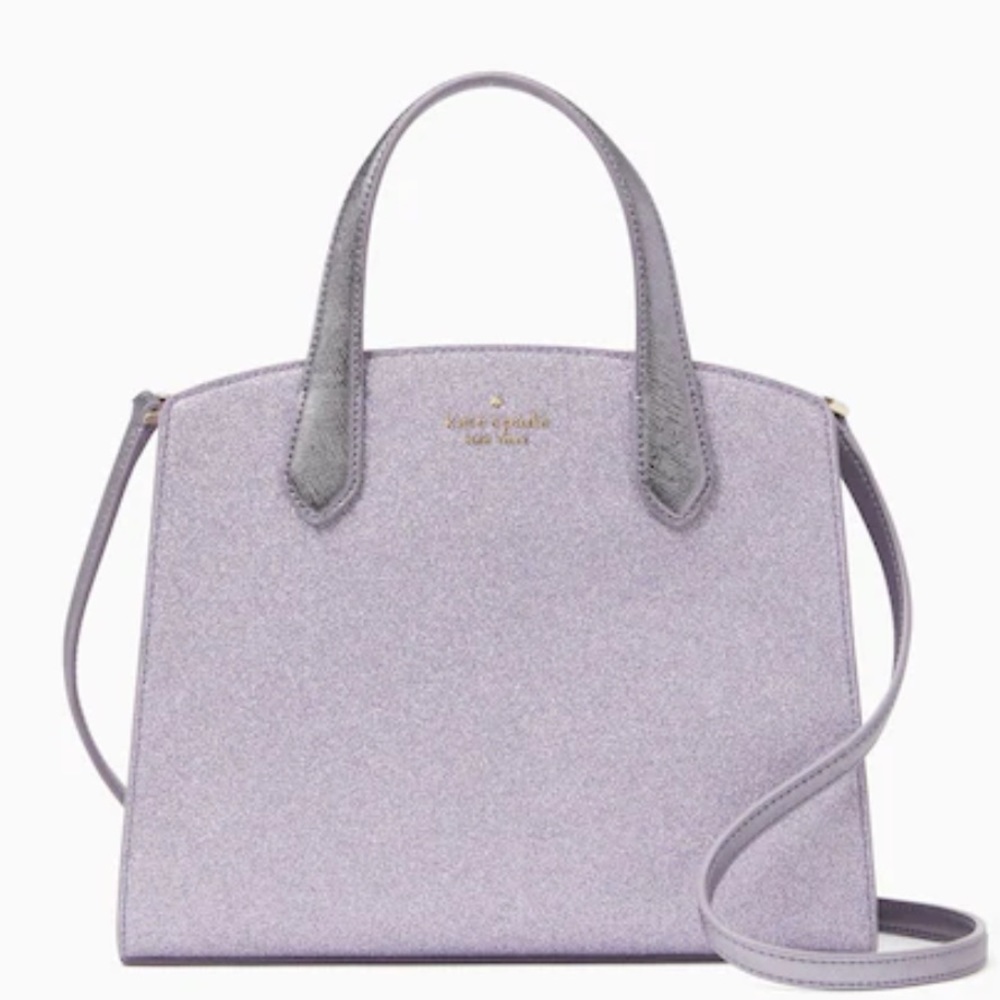 Kate Spade Lilac Frost Glitter Tinsel 2022 Satchel Crossbody Handbag Bag NWT